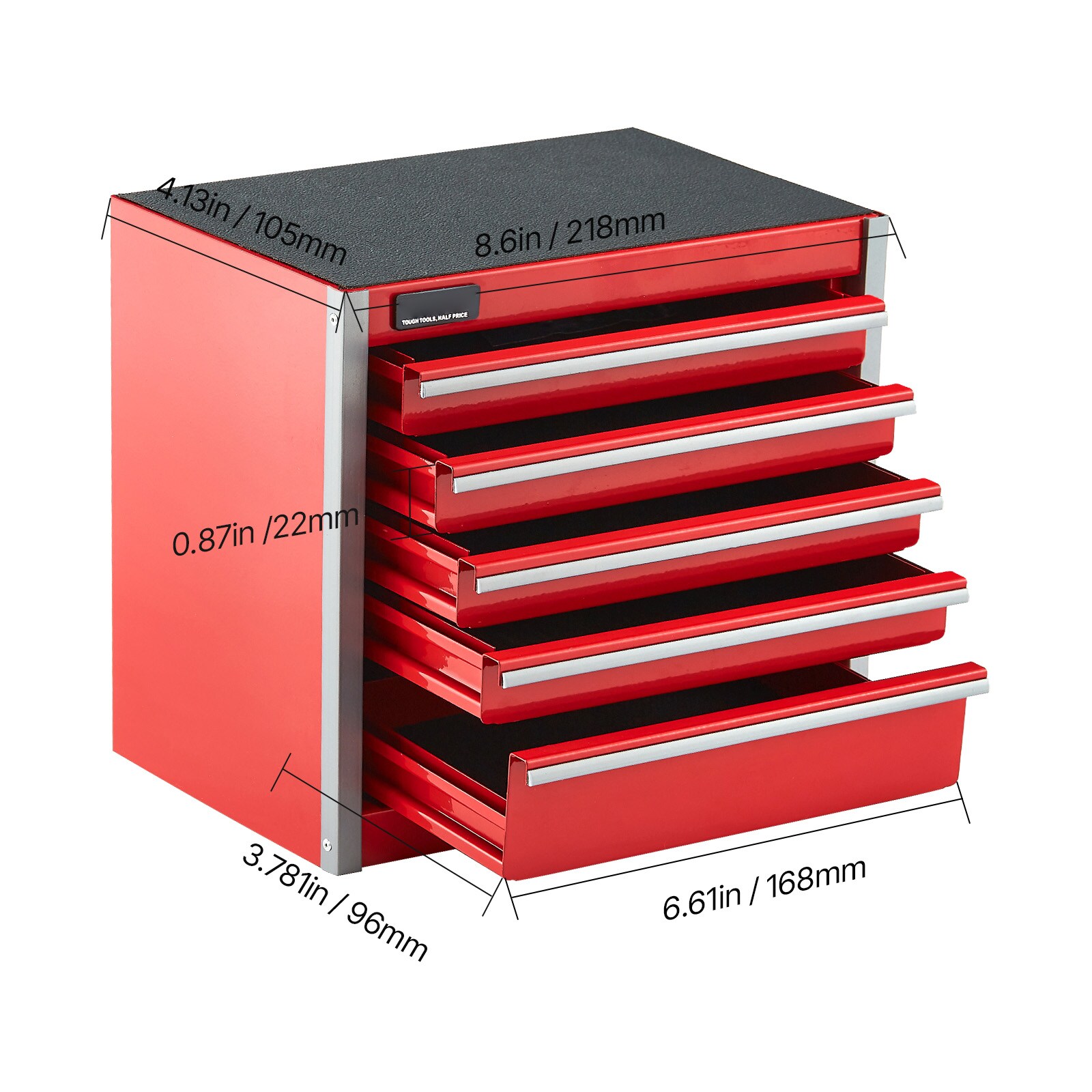 Tool Box 8.6-inch Portable Metal Tool Box With 5 Drawers Tool Organizer Red_voghion.com